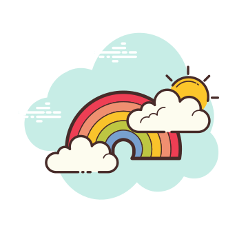 cartoon cloud with a rainbow