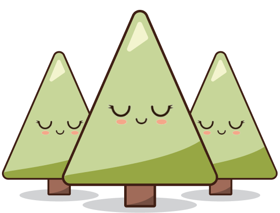 three trees with relaxed faces